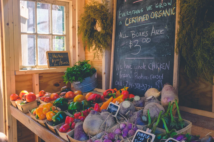 organic fresh produce in local market